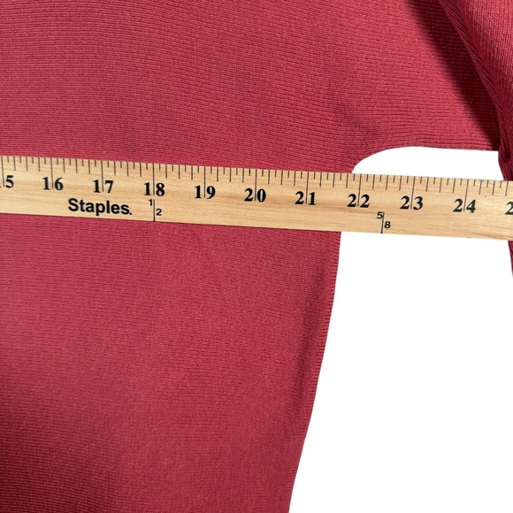 J.Jill XS Ribbed Knit Back Detail Pullover Sweater Top Coral Red Relaxed Fit - Picture 7 of 8